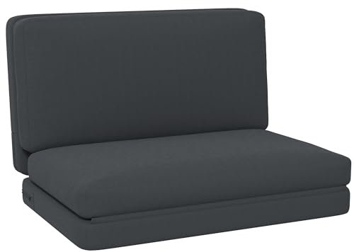 HOMCOM Bodensofa 3-in-1 Klappbar Schlafsofa Bodensessel mit Samtoptik, Gepolstert Sofabett bis 240 kg belastbar für Schlafzimmer, Wohnzimmer, Dunkelgrau