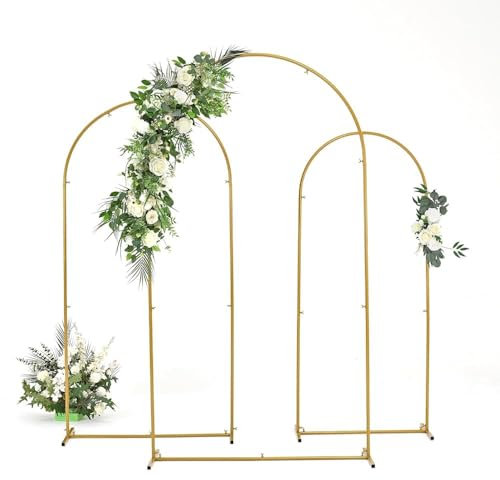 Set mit 3 Hochzeitsbogen-Hintergrundständern (2,2 m, 2,0 m, 1,8 m), Ballonbogenständer, Metallbogen, Hintergrundständer für Hochzeitszeremonie, Geburtstagsfeier, Braut-Babypartys