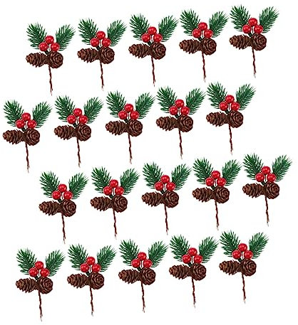 Warmhm 20St roter Tannenzapfen-Anhänger Weihnachtsdekorationen Weihnachtsbeeren Tannenzapfen winterdeko weihnachtsgirlande Weihnachtsbaum Weihnachts tischdeko Tannenzapfen zum Basteln PVC