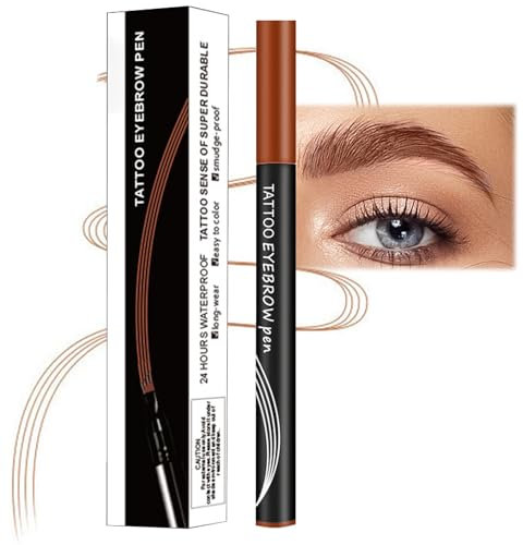 Long-Lasting Waterproof Eyebrow Pen - Micro Tip Pencil with Liquid Fork Tip for Natural 3D Hair Creation Microblading Eyebrow Pen (Dark Brown)