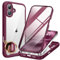 Miracase Glass Case for iPhone 16 Case 6.1-Inch,[Camera Control Button Covered] + [Built-in 9H Tempered Glass Screen Protector without Bubble] Full Body Bumper Clear Back Cover (Wine Red)