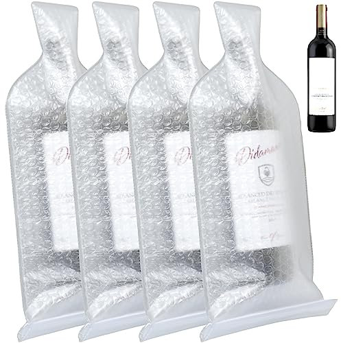 Lot de 4 protecteurs de bouteille de vin réutilisables pour voyage - Sacs à vin multicouches - Emballage de bouteille de champagne pour bagages, avion, transport, sécurité - 18 x 48 cm