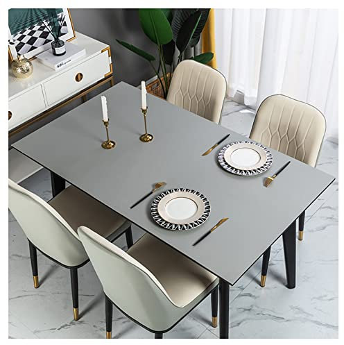Kunstleder-Tischdecke, Wasserfest, quadratische Tischdecke für Esszimmer, Küche, Wohnzimmer, Büro, Haus, Fleckfest, Tischdecke mit individuellem Muster, grau, 60 x 60 cm