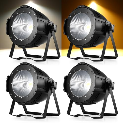 ZonQoonz 4PCS 100W COB Par Scheinwerfer Kaltweiß/Warmweiß Bühnenlicht, LED Par Strahler mit DMX512/ Master-Slave, Stroboskop Licht für Fotografie, Kirche, Geburtstag, Hochzeit, DJ, Disco