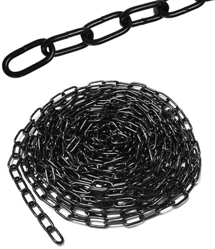 10m Stahlkette aus Kohlenstoffstahl, Schwarz 3mm Stahlkette, Gliederkette Meterware aus Kohlenstoffstahl für Hängezäune, Schaukelketten, Wäschetrockenketten, Kette Hängesessel, Lampenkette