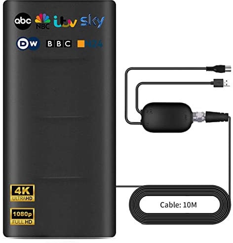 2025 Potente Antena de TV para Interiores y Exteriores, Rango de Recepción de 600KM Antena HDTV Digital, Compatible con 4K 1080p Todos los Televisores Inteligentes, 10M Desmontable Cable Coaxial