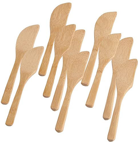 10pcs Wood Cheese Spreader Wooden Butter Knife Small Spreading Spoons Mini Spatula for Cheese Butter Cream Icing Jam