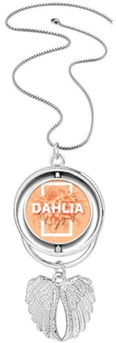 no/no Dahlia Box Flower Shape Art Deco Fashion Pendant Angel Wings Rotating Necklace Jewelry