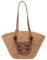 Mounteps Stroh-Handtasche, modisch, für Damen, Reisen, Strand, Einkaufskorb, braun, 34x20x13cm