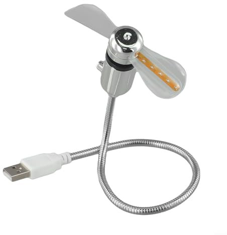 Eawfgtuw USB Desk Fan With Clock Digital LED Display, Personal Metal Hose Adjustable Direction Fan, Real-time Time Display, Suitable For Home Office Desktop Computer(colorful)