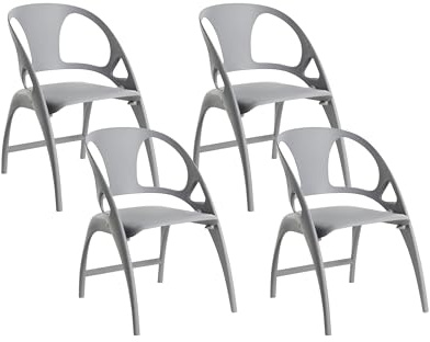 Beliani Modern Set of 4 Garden Dining Chairs Lightweight Plastic Folding Grey Nemi