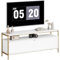 HOMCOM Meuble TV Meuble télé pour téléviseur jusqu'à 55 Pouces avec 2 Portes rabattables et étagère Ouverte, Cadre en Acier, Banc TV Moderne pour Salon Chambre à Coucher, 124 x 35 x 50 cm, Blanc