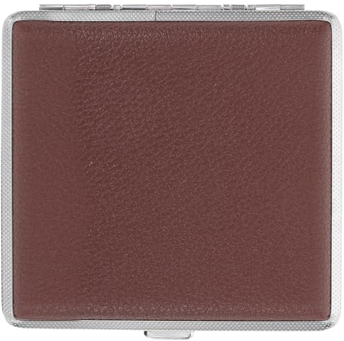 Étui à Similicuir Marron pour 20 Unités à Rabat Portable | Design Élégant, Couvercle Coulissant, 1 Pièce, Format Poche pour Extérieur, Finition Résistante, Ultra-Fin