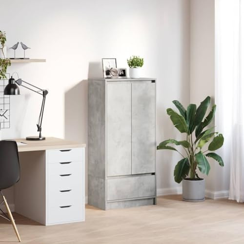 CKioict Schrank mit Schublade Betongrau gartenschrank gartenschrank for Innenraum Büro 55,5x34x119,5 cm Holzwerkstoff