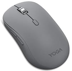 Lenovo Yoga Bluetooth Silent Mouse, 3 Level DPI Adjustment, 36 Month Battery Life, Bluetooth 5.3, 3 Device Paring, Whisper Quiet, Programmable Buttons, Smooth Finish, Luna Grey