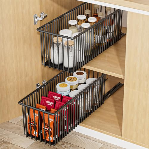 Diealles Shine Cassetto Estraibile Cucina, 2 Pezzi 41 x 16 x 15.3 CM Cassetti Scorrevoli per Cucina, Senza Bisogno di Trapano Cassetto Telescopico per Mobili da Cucinas