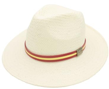Sombrero de Fibras Vegetales Color Crema con Bandera de España, Fabricación Española