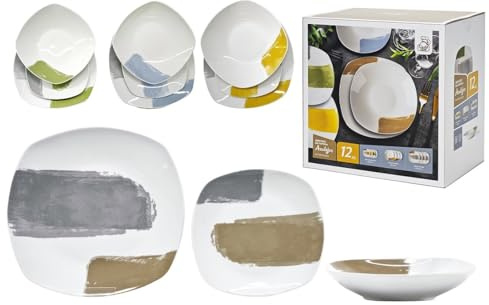 Servizio da Tavola Azulejos in Porcellana, 12 Pezzi, Multicolore, Piatti Piani ø26.5cm, Fondi ø23cm, Frutta ø20cm