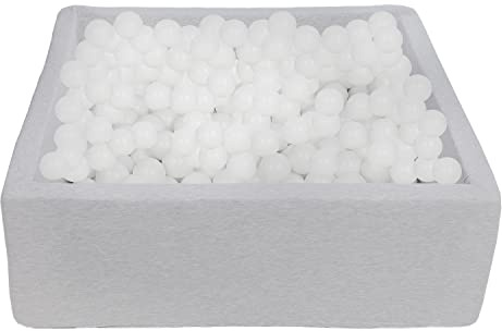 Velinda Bällebad Ballpool Kugelbad Bällchenbad Kinder-Pool mit 450 Bällen/90x90cm (Farbe der Bälle: weiß)
