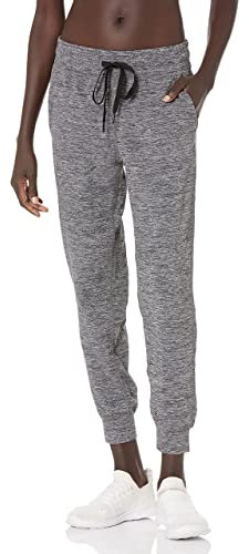 Amazon Essentials Pantaloni della Tuta Elasticizzati Tecnici Spazzolati (Taglie Forti Disponibili) Donna, Grigio Scuro Tintura Policromatica, L