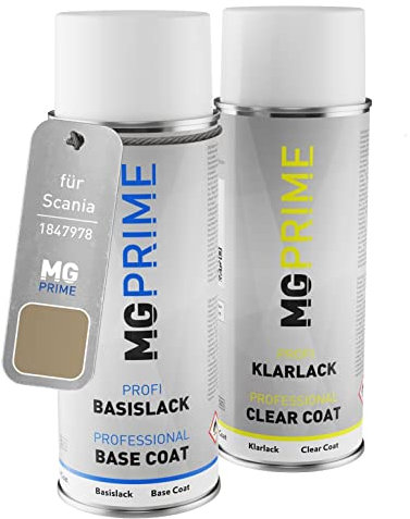 MG PRIME Car paint Spray can set for Scania 1847978 White Diamond Metallic Base coat clear coat spray can 400ml