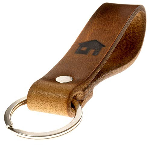 ELBERCRAFT® Schlüsselanhänger Leder HAUS der Schlüssel Organizer für deine Schlüsseltasche keychain made in Germany braun Gravur schwarz