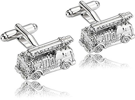 Beydodo Business Hemd ManschettenknöpfeFeuerwehrauto Edelstahl Herren Manschettenknöpfe Hochzeit (Cufflinks) Silber