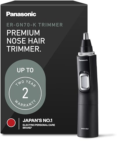 Panasonic Ear and Nose Hair Trimmer for Men with Vacuum Cleaning System, Powerful Motor and Dual-Edge Blades for Smoother Cutting, Wet/Dry – ER-GN70-K (Black)