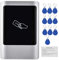 Qinlorgo RFID Reader Door Access, IP65 Waterproof Metal Touch Screen Access Controller, Management Card Smart Door Lock with 10pcs Access Card(IC: 13.56MHz)