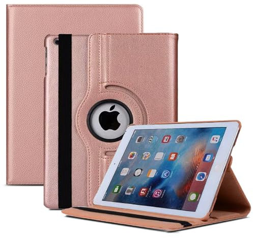 World Biz Étui rotatif pour iPad 9.7 2018/2017 / iPad Air 2 / iPad Air (9,7) - Rotation à 360 degrés - Support de visualisation multi-angle en cuir synthétique résistant aux chocs - Fonction