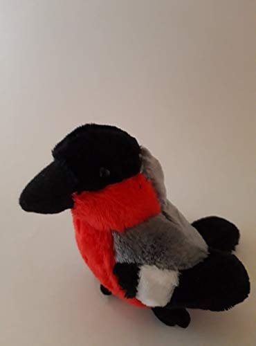 PIA INTERNATIONAL Plüschtier Vogel rot schwarz, 10cm Stofftiere Kuscheltiere Dompfaff Gimpel Rotkehlchen Tier