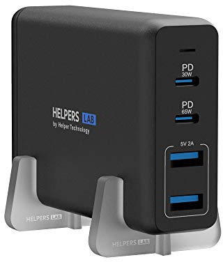 Helpers lab 30W 65W USB C Notebook Ladegerät mit PD 4 Port Netzteil Kompatibel mit Typ-C Laptop MacBook Pro Dell XPS 9360 Surface Pro 3/4/5/6/7/Go Asus i Phone 12 und mehr