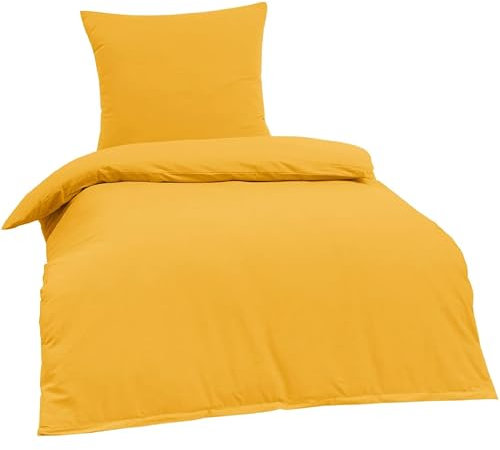 Brielle Bettwäsche 155 x 220 cm - Bettwäsche-Set Renforce Gelb, hohe Qualität, weich, einfarbig mit Öko-Tex-Zertifizierung, 1200