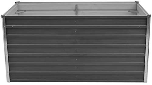 Goliraya Hochbeet Grau 160 x 80 x 77 cm Verzinkter Stahl Hochbeet Gartenbeet Pflanzbeet Frühbeet Pflanzkübel Pflanzkasten Blumenkasten Gemüsebeet Blumenbeet