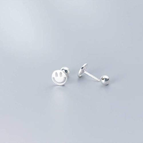 WOZUIMEI S925 Silber Ohrringe Koreanische Mode Einfache Persönlichkeit Smiley Gesicht Tasche Kleine Schraube Ohrstecker SchmuckSilber, 925 Silber