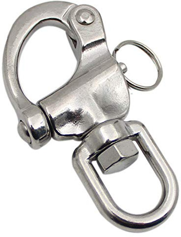 POFET 87mm Mousqueton Pivotant à Emerillon Manille Manille Pivotante en Acier Inoxydable Mousqueton Largage Rapide Mousqueton à Emerillon Mousqueton Pivotant pour Drisse Voilier