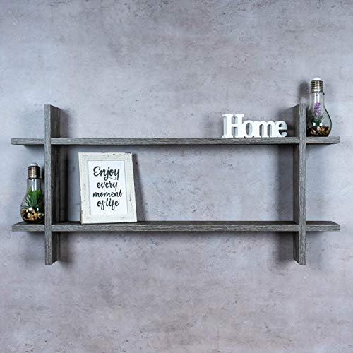 levandeo Regal BxH 98x48cm Holz Steckregal Altholz Shabby Chic Vintage Schwarz Wandregal Bücherregal Ablage Deko Holzregal Einrichtung