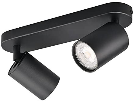 KYOTECH Schwarz 2-flammige Spotlampe LED Deckenleuchte Schwarz matt Spot drehbar und schwenkbar Spotleuchte Deckenstrahler für 2x GU10 Leuchtmittel Deckenlampe ohne Leuchtmittel