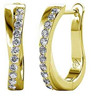 MYC-PARIS - Criss Ohrringe, ø 15 mm + Hochwertiger österreichischer Kristall in einer eleganten Box - Geburtstagsgeschenk, Muttertag, Weihnachten - Gold