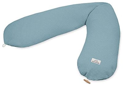 Julius Zöllner Wafffelpique Stillkissen ca. 190 cm | Füllung 42 Liter EPS-Mikroperlen | Made in Germany | Bezug aus 100% Baumwolle | Oeko-TEX® Standard 100 | Greenery