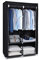 Double Canvas Wardrobe, Portable Wardrobe, Foldable Closet, Clothes Storage Organizer with 2 Hanging Rail Fabric Closet for Clothes, Bags, Toys, Shoes, Living Room, Bedroom 172 x 110 x 45CM Black