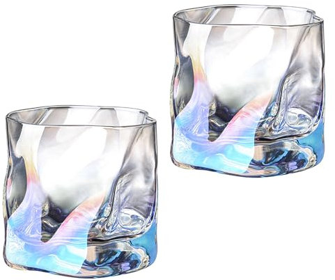 SLDHFE Bourbon - Set di 2 bicchieri da whisky, per bar, bicchieri da vino e scotch rocce, multicolore
