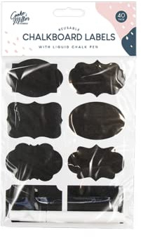 Gem Cooke & Miller Re-usable Chalkboard Labels & Pen - Pack of 40