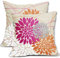 Hot Pink und Orange Kissenbezüge, 45.7x45.7 cm, lebendige Farben, Dahlien-Blumen, dekorative Kissen, Outdoor-Bauernhaus-Dekoration für Zuhause, Sofa, Couch, Bett, quadratischer Kissenbezug, 2 Stück