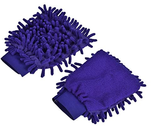 M METERXITY 3 Pcs Microfiber Wash Mitt - Chenille Reusable Gloves for Cleaning, Scratch-Free, Apply to Kitchen/House Cleaning/Cars/Mirror(7.87 x 5.9'', Dark Blue)