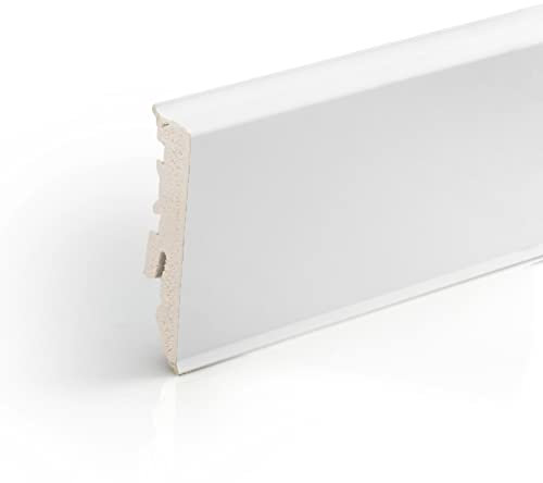 DQ-PP SOCKELLEISTEN PVC | Weiß | 2,2m Sockelleiste | geschäumtes PVC | Fussleisten | Meterware | Wohnzimmer | Deko | Kunststoff