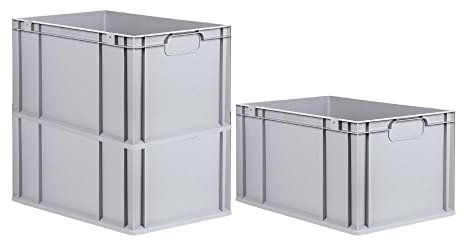 PROREGAL SuperSparSet 3x Eurobox NextGen Economy | Griffe geschlossen |HxBxT 32x40x60cm | 65 Liter | Eurobehälter, Transportbox, Transportbehälter, Stapelbehälter