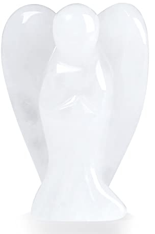 XIANNVXI Clear Quartz Crystal Angel Figurine Decor White Ornament for Living Room Healing Crystal Gemstone Statue Reiki 1.5 Guardian Angels Ornament for Desk Decor Cute Room Decor
