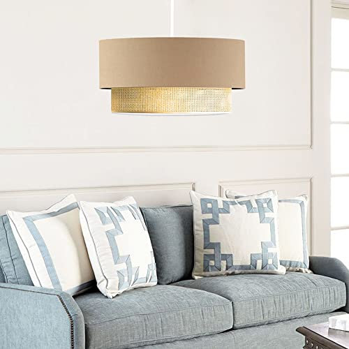 lux.pro Hängeleuchte Loughborough für Flur und Restaurant Pendelleuchte aus Kunststoff Stoff 1 x E27 Beige/Gelb
