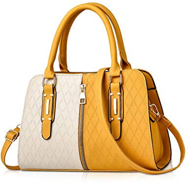 ADITAM Damen Kleine Handtasche PU Leder Strukturierte Umhängetasche Satchel Gelb Double The Comfort